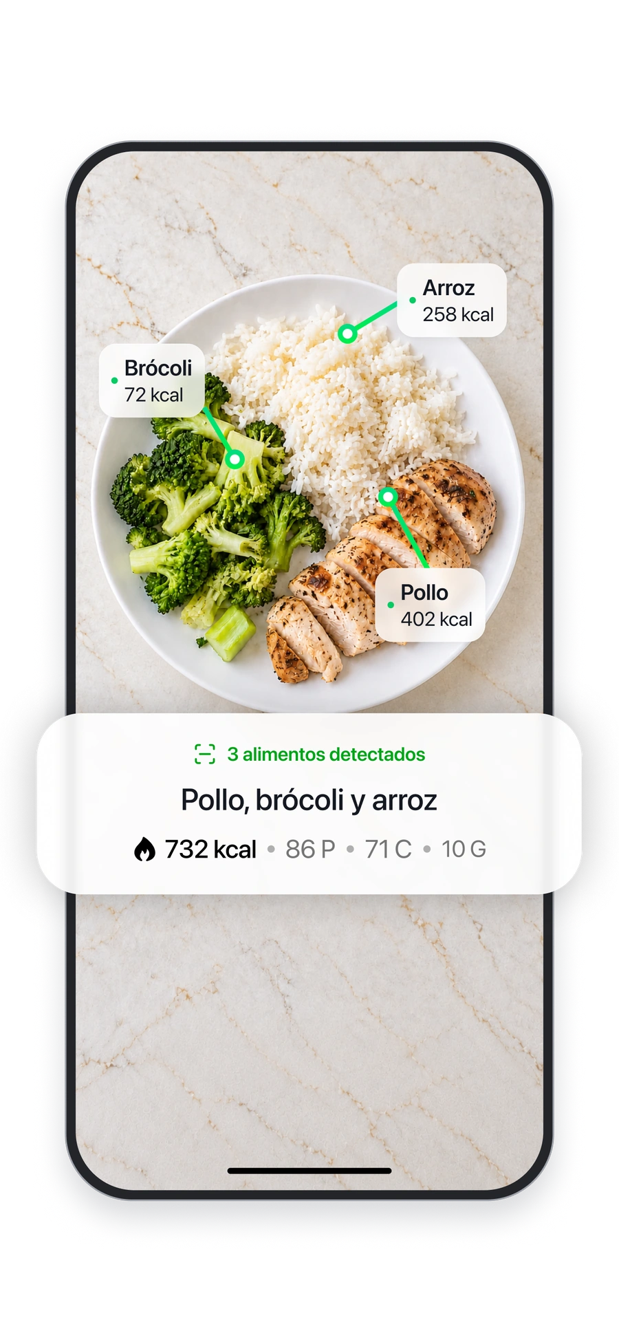 Registro de comidas con fotos en Fitia