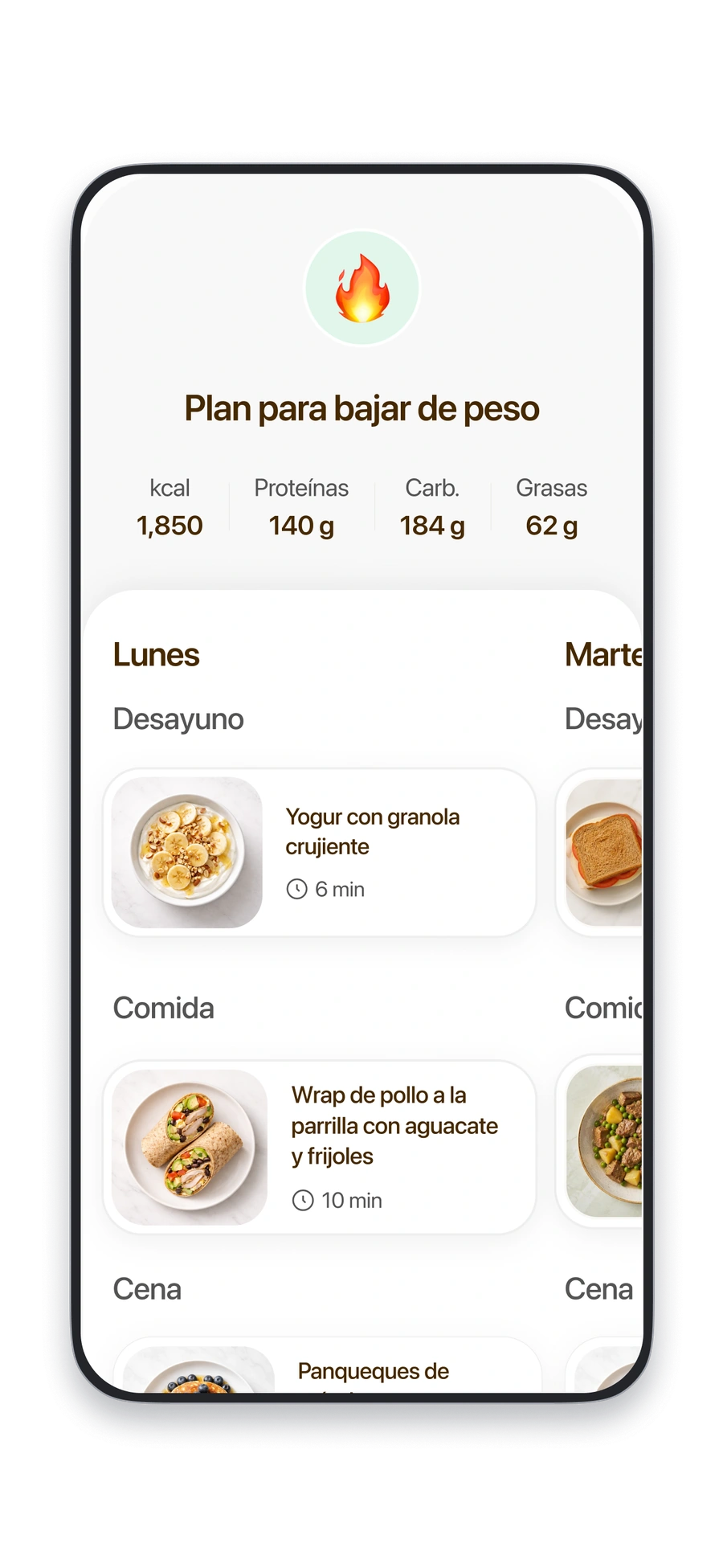 Un plan de alimentación personalizado en Fitia