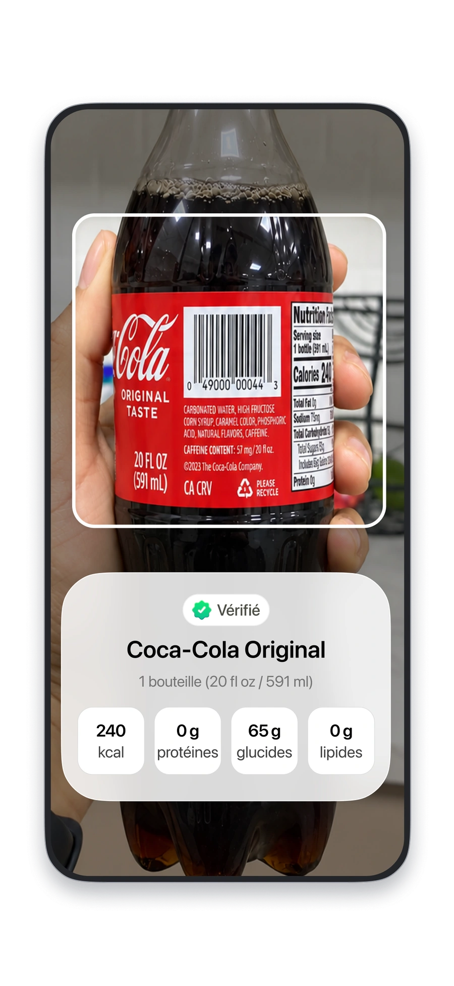 Scannez un code-barres pour obtenir des données nutritionnelles vérifiées