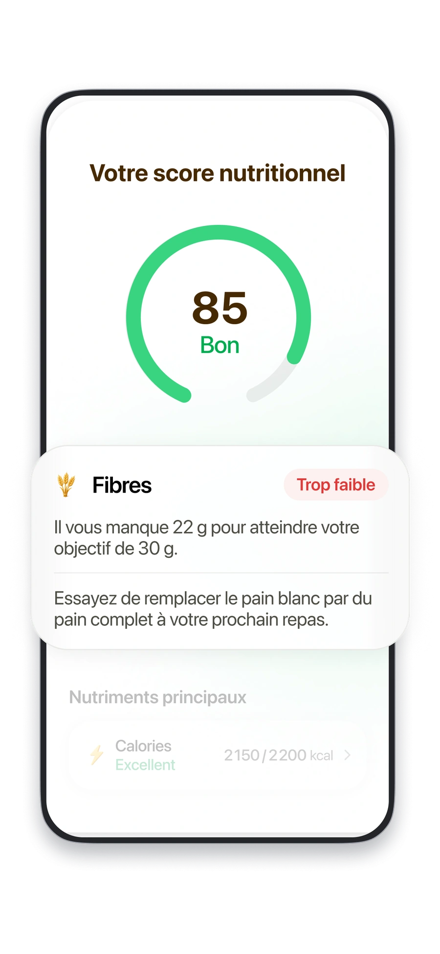Le score nutritionnel de Fitia met en avant l’apport en fibres