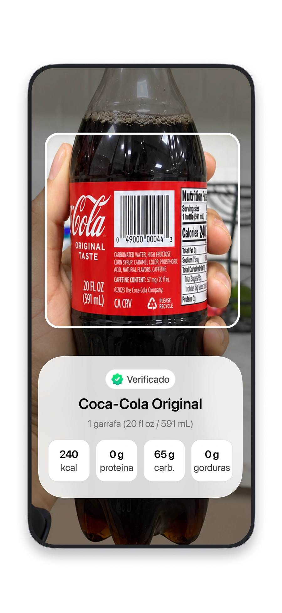 Escaneie um código de barras para ver informações nutricionais verificadas